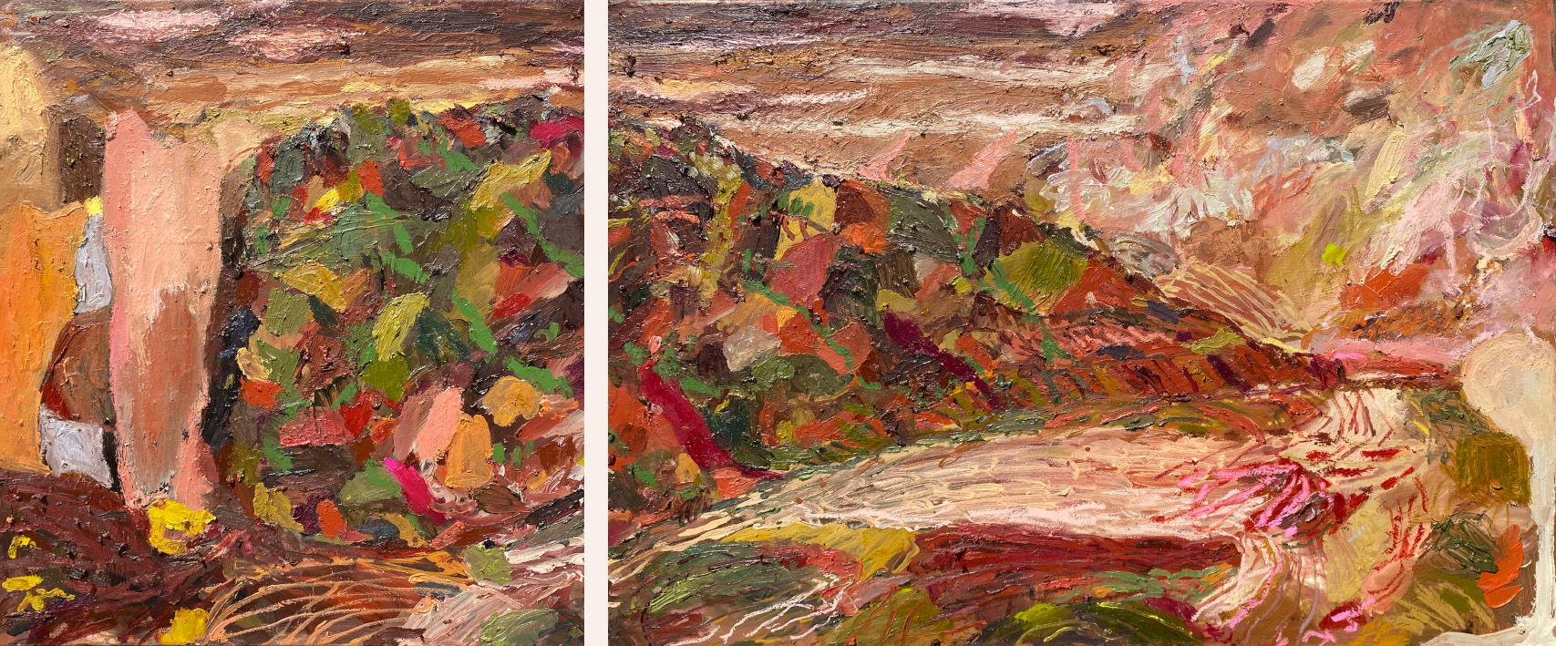 Shifting - expressionist landscape diptych