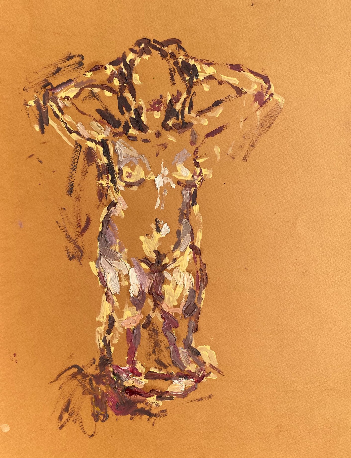 IN MOTION III - Oil on prepared ochre ground